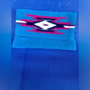 Blue Woven Wool Clutch with Geometric Pattern